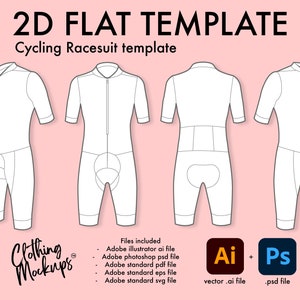Flat Technical Drawing - Cycling Racesuit template