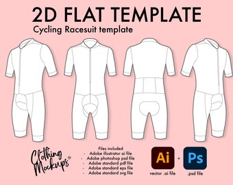 Flat Technical Drawing - Cycling Racesuit template
