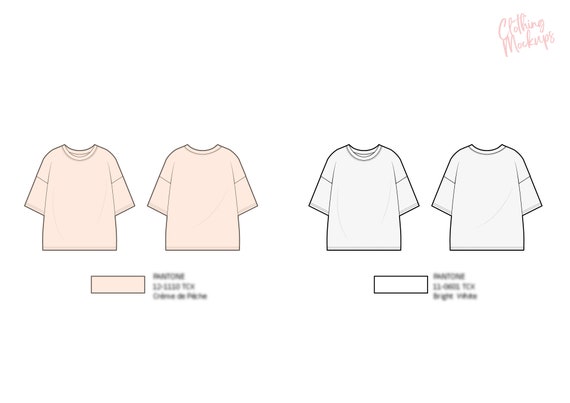 Flat Technical Drawing - Oversized Boxy t-shirt template