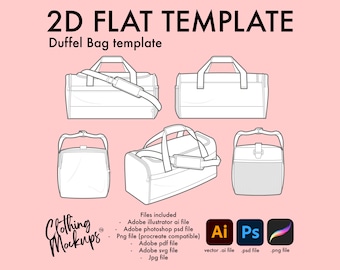 Duffel Bag - Flat Technical fashion drawing illustration vector ai psd svg png jpeg