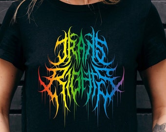 Trans Rights T-Shirt - Heavy Metal Gift - Rainbow Edition