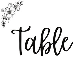 Wedding Table Numbers DIGITAL FILE Printable 1-15 Black Modern Calligraphy Floral Instant Download