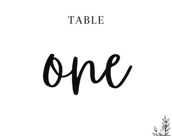 Wedding Table Numbers DIGITAL FILE Printable 1-15 Black Modern Calligraphy Numbers Floral Instant Download