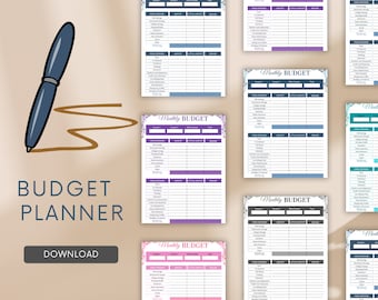 Monthly Budget Bundle, Monthly Budget, Yearly Overview, Savings Overview, Printable Inserts, Instant Download