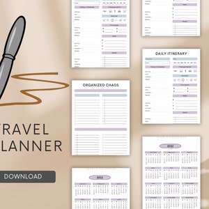 Travel Planner Template | Trip Itinerary Planner | Canva Vacation Planner | Holiday Planner Insert | Digital Travel Planner Bundle