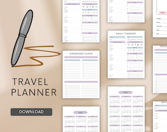 Travel Planner Template | Trip Itinerary Planner | Canva Vacation Planner | Holiday Planner Insert | Digital Travel Planner Bundle