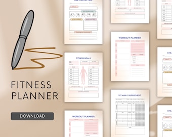 Fitness Planner, Weight Loss Tracker, BUNDLE, Workout Planner Fitness Journal, Wellness, Health Goal, Meal Planner, Self Care, Habit Tracker