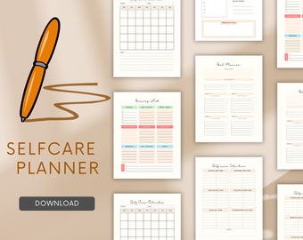 Self-Care Planner Printable Floral | Self-Love Journal | Mental Health Worksheet Kit | Mindfulness | Wellness Planner Bundle | Mood Tracker