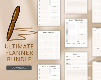Ultimate Life Planner Bundle, Planner Digital | Productivity Planner PDF| ADHD Adult| Life Organizer Canva Templates| Household Binder