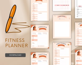 Fitness Planner, Weight Loss Tracker, BUNDLE, Workout Planner Fitness Journal, Wellness, Health Goal, Meal Planner, Self Care, Habit Tracker