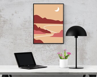 Abstract Wall Art Print Digital Modern Nature Neutrals Printable Minimal Design Decor Boho