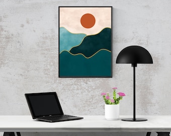 Boho Landscape Printable Wall Art Modern Minimal Decor Digital Design Printable Nature