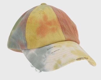 Tie Dye Criss Cross Ponytail Cap: Distressed Vintage Baseball Hat