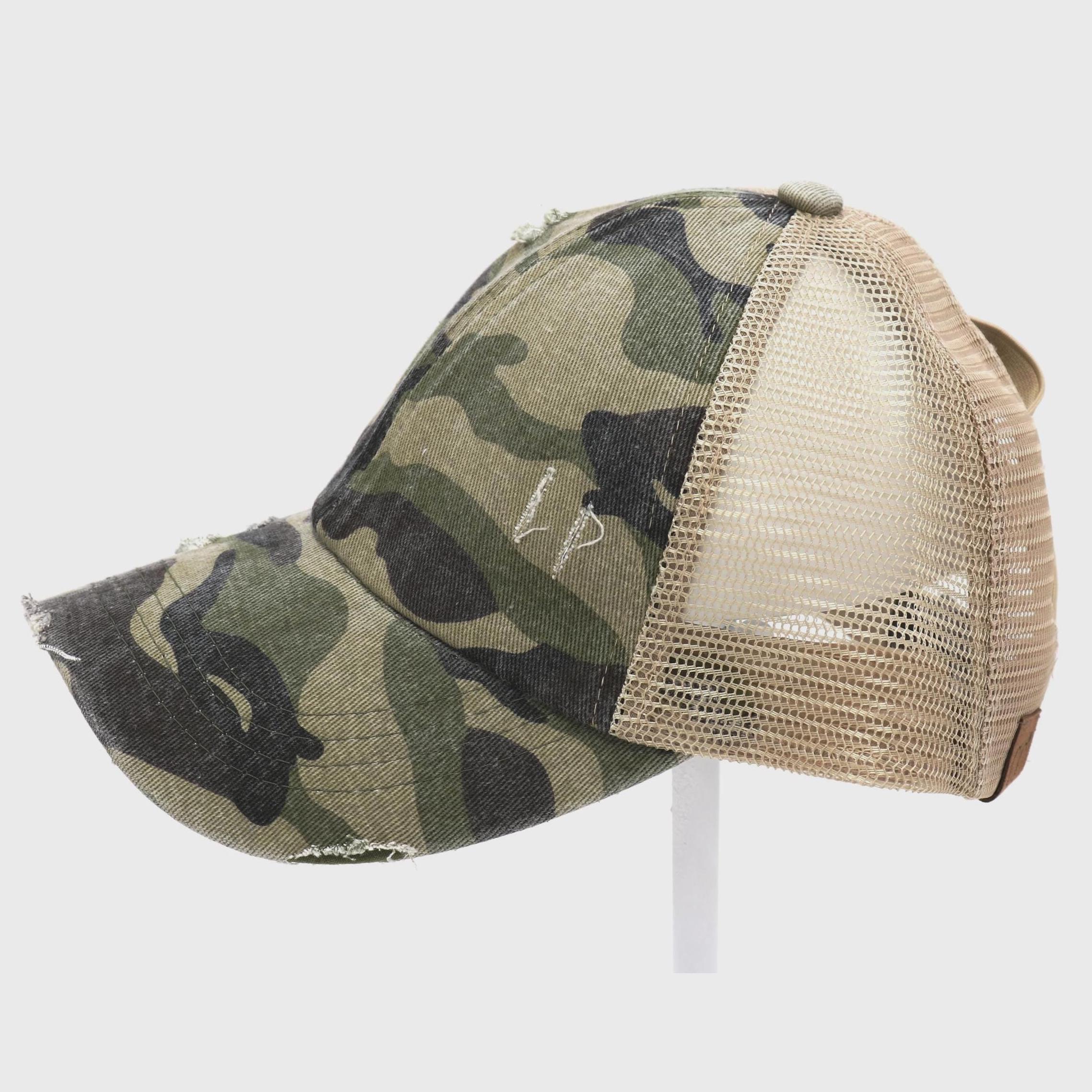 〽️Women Criss Camo High Ponytail Baseball Cap Trucker Bad Hair Day Adjustable CC Multi-Level Criss Cross Women main image 3