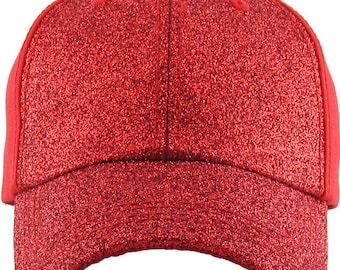Red Glitter Ponytail Baseball Cap: Cheerleading & Dance Accessory