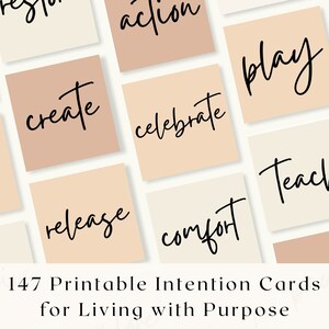 Palabras de intención, Baraja de cartas de afirmación positiva, Manifestación, Significativo, Tablero de visión, Autocuidado imprimible, Ley de atracción, Digital