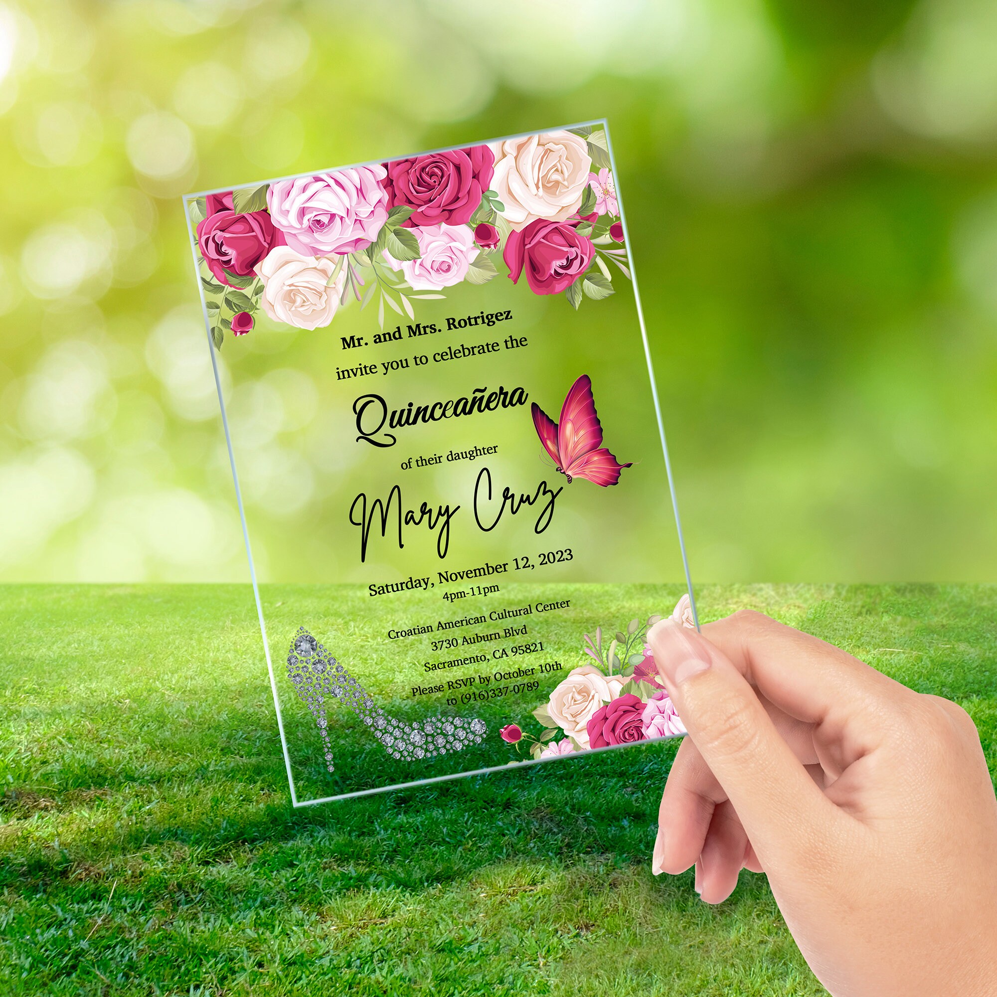 Quinceanera Invitations, Wedding Invitations, Acrylic Invitations, Glass Invitations for Sweet