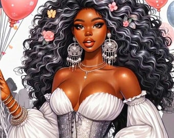 Happy Birthday Video E-Card | Animated Digital Birthday Card | Luxury Glamorous Black Woman Illustration | Instant Download