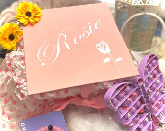 Pink Flower girl coffret cadeau Flower Girl Boîte de proposition Couronne de fleurs boîte de proposition personnalisée