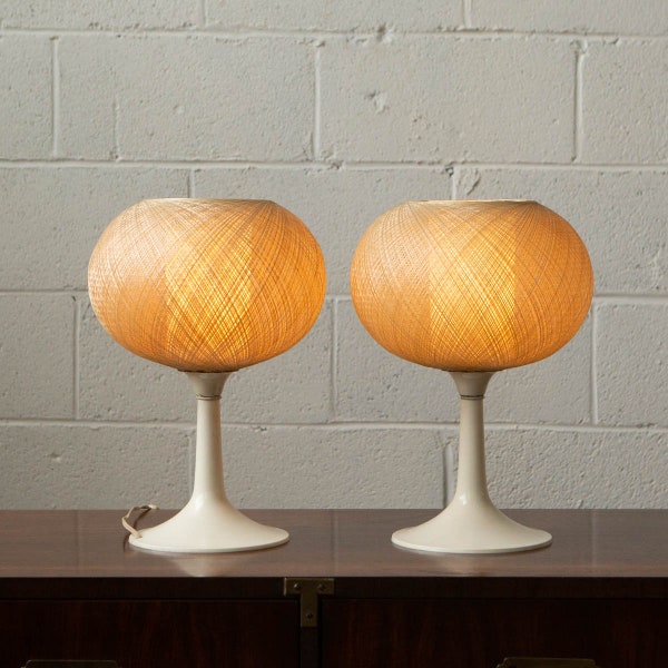 Vintage Mid-Century Spun Fiberglass Table Lamps - Set of 2