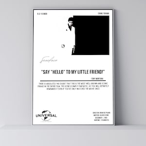 Impression de film Scarface | Affiche de citation de film | Affiche de film minimaliste | impression d&#39;art rétro vintage | Impression d&#39;art mural | Décoration d&#39;intérieur | Décoration murale
