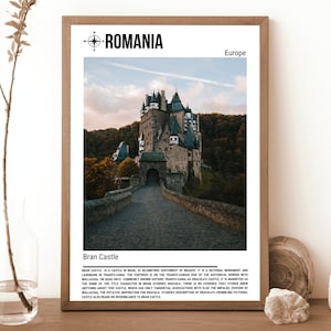 Photo du château de Bran, Roumanie, impression d'affiche de voyage, décoration murale de voyage, impression d'affiche de la Roumanie, impression de la Roumanie, art de la Roumanie, impression de la Roumanie, Roumanie