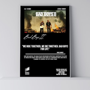 Bad Boys II / Citazioni di film / Poster di film minimalista / Stampa artistica retrò vintage / Stampa artistica da parete / Arredamento per la casa / Poster stampabile / Will Smith