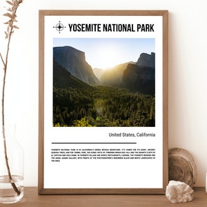 Parco nazionale di Yosemite, stampa poster di viaggio, decorazione murale vintage di viaggio, stampa poster di viaggio, arte poster di viaggio, arte stampabile di viaggio