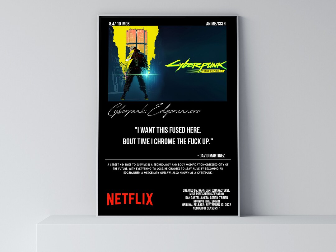 Cyberpunk Edgerunners Tv Series Quote Minimalist Movie Poster Vintage