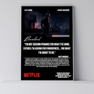 Daredevil / Citas de series de televisión / Póster de película minimalista / Impresión de arte retro vintage / Impresión de arte de pared / Decoración del hogar / Póster imprimible / Póster
