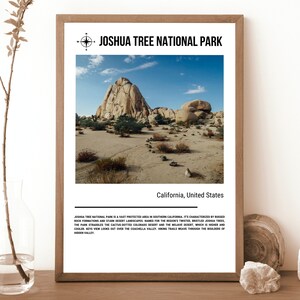 Parque Nacional Joshua Tree, Impresión de póster de viaje, Decoración de pared de viaje vintage, Impresión de póster de viaje, Arte de póster de viaje, Arte imprimible de viaje