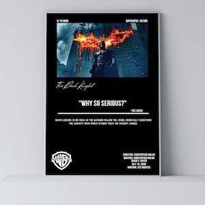The Dark Knight Poster | Film Zitate | Minimalistisches Filmplakat | Vintage Retro Kunstdruck | Wand Kunst Druck | Wohnkultur | Druckbares Poster