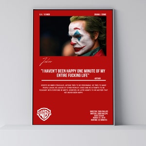 Joker 2019 Film / Citazione del film / Poster minimalista del film / Stampa artistica retrò vintage / Stampa artistica da parete / Arredamento per la casa / Poster stampabile / Poster