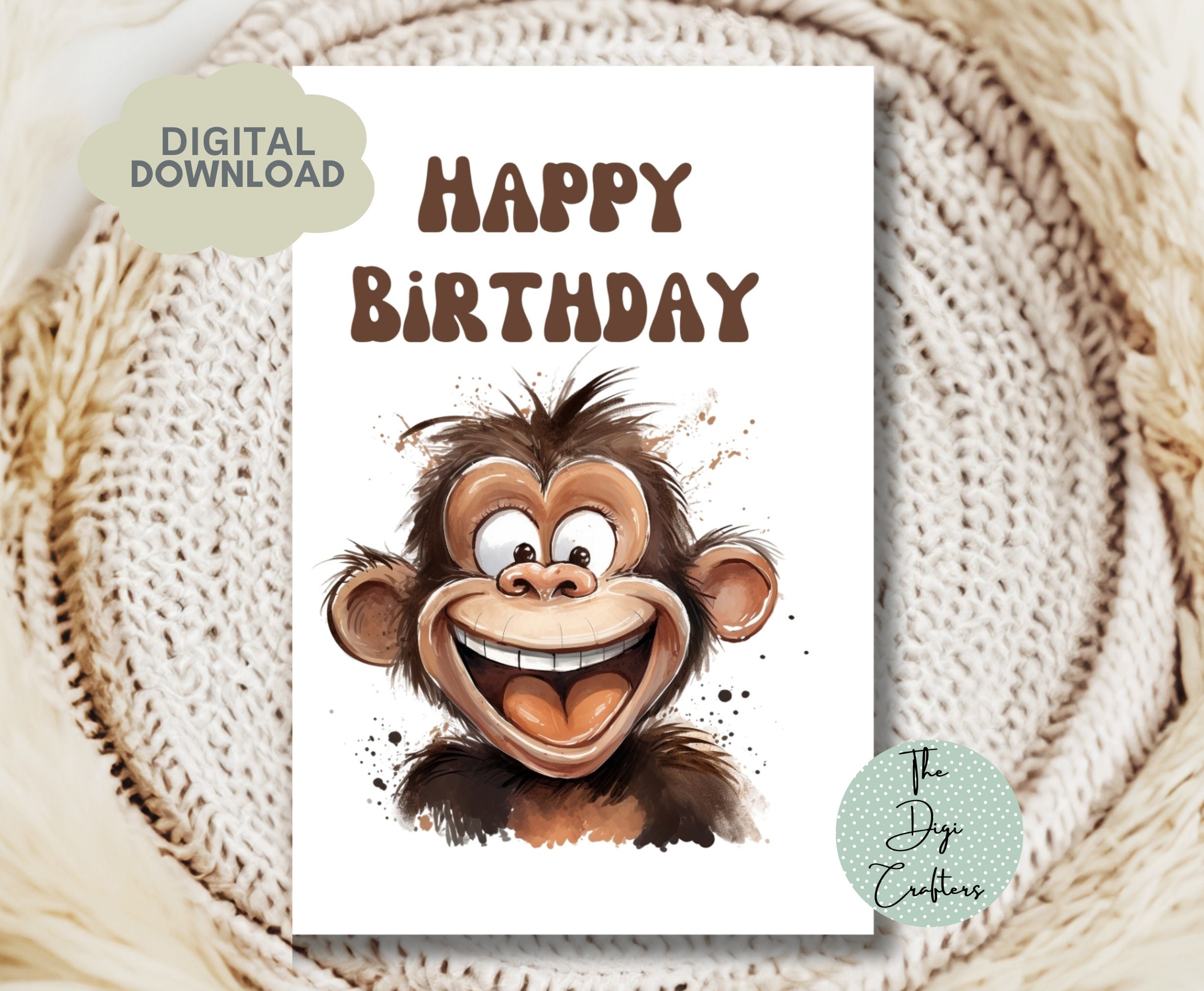 Printable Birthday Greeting Card. Instant Download. 7 X 5