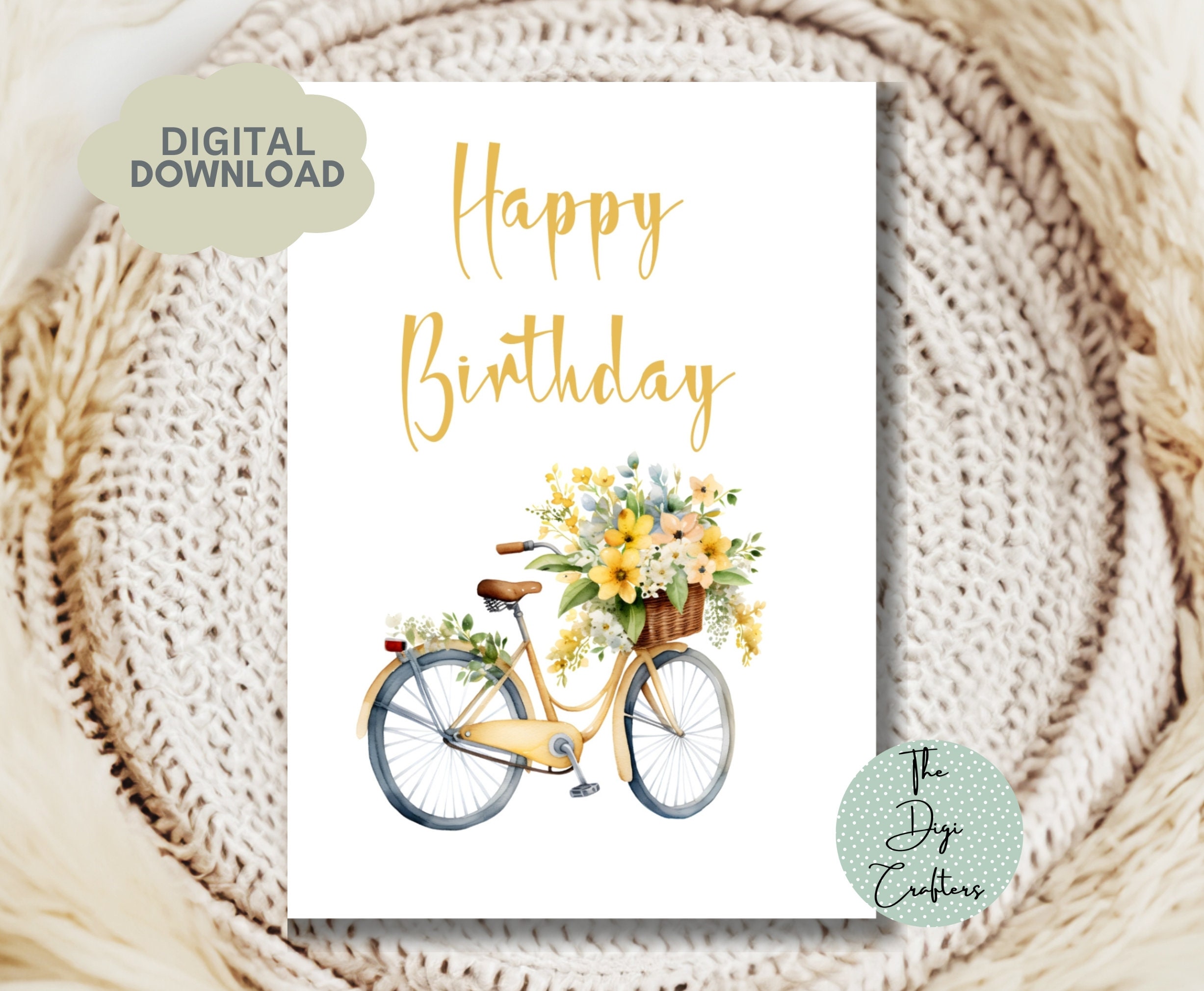 Printable Birthday Greeting Card. Instant Download. 7 X 5 Inch Happy ...