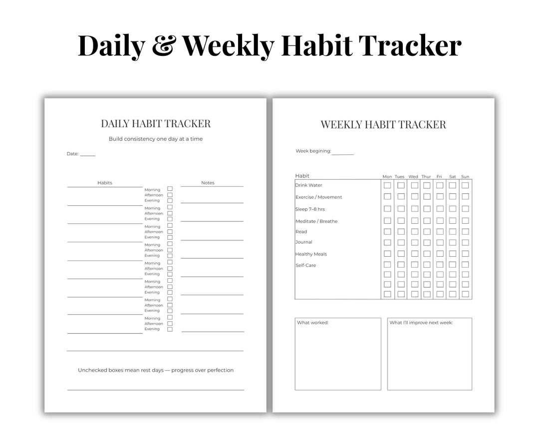 Minimalist Habit Tracker Printable | Daily & Weekly Planner (PDF ...