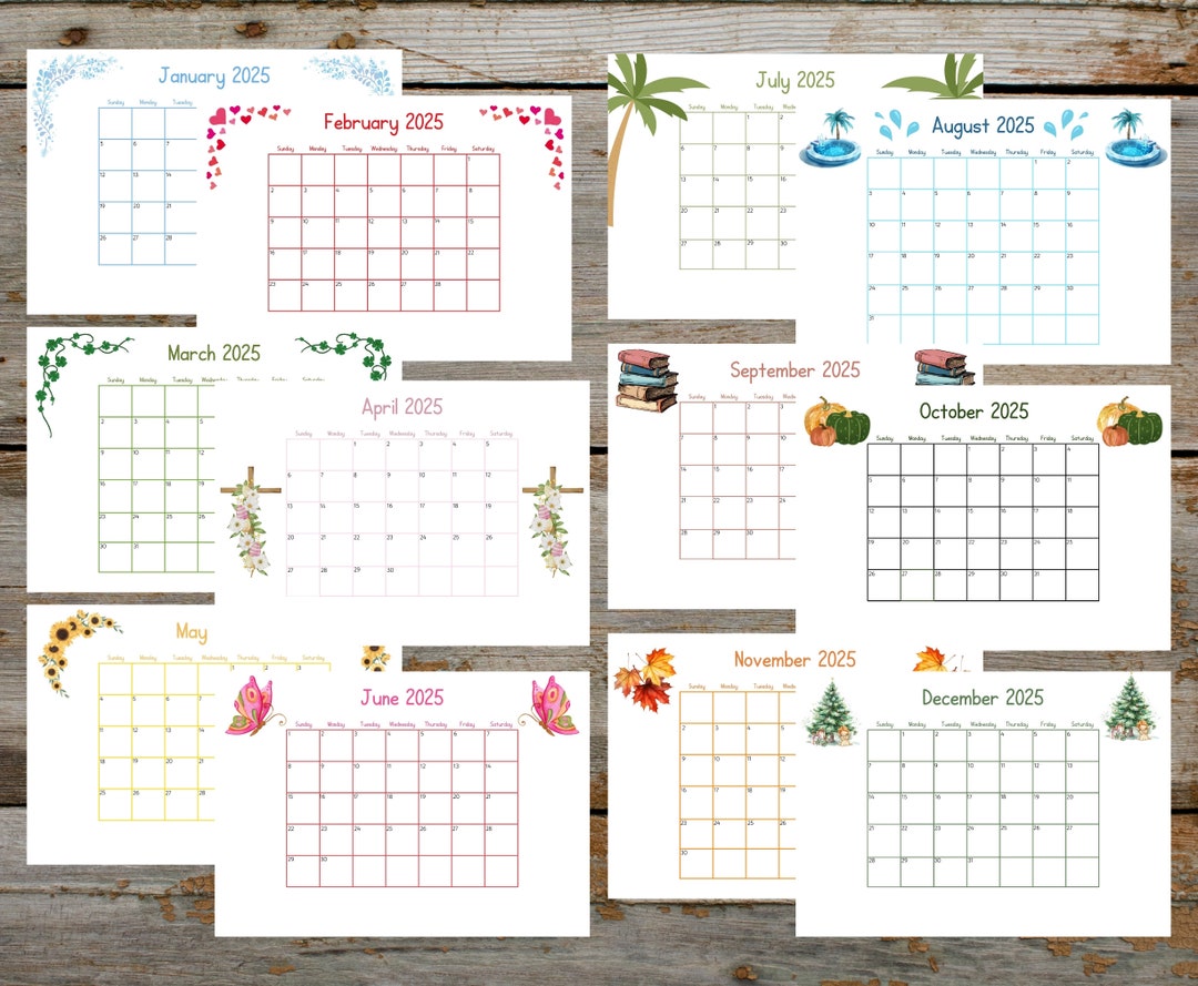 Printable 2025 Calendar. A4 Printable Calendar. Instant Download. Print ...