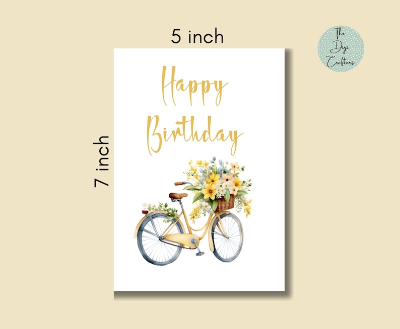 Printable Birthday Greeting Card. Instant Download. 7 X 5 Inch Happy