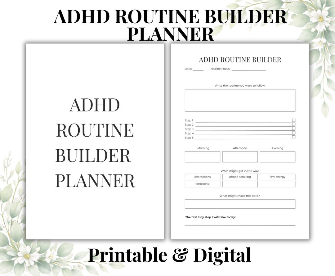 ADHD Routine Builder Planner Printable | Simple Habit & Routine Tracker ...