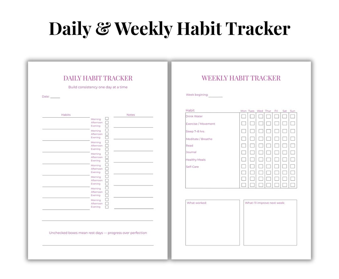 Minimalist Habit Tracker Printable | Daily & Weekly Planner (digital ...