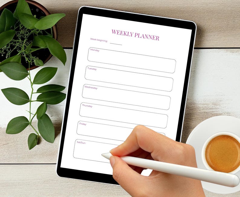 Pink Weekly Planner Printable | Minimal A4/US Letter (digital Download ...