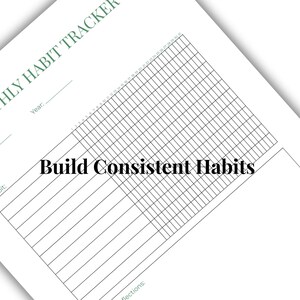 Minimalist Monthly Habit Tracker | Printable PDF Planner | Green - Etsy