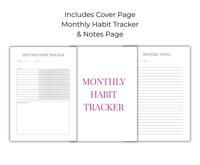 Minimalist Habit Tracker Printable | Monthly Planner (A4, US Letter ...