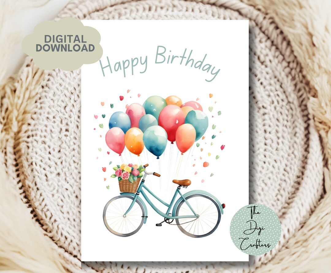 Printable Birthday Greeting Card. Instant Download. 7 X 5 Inch Happy ...