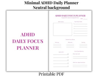 ADHD Daily Planner Printable | Neurodivergent Focus Layout (Instant Download PDF)