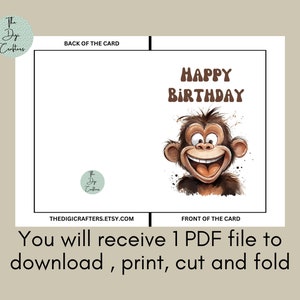 Printable Birthday Greeting Card. Instant Download. 7 X 5 Inch Happy ...