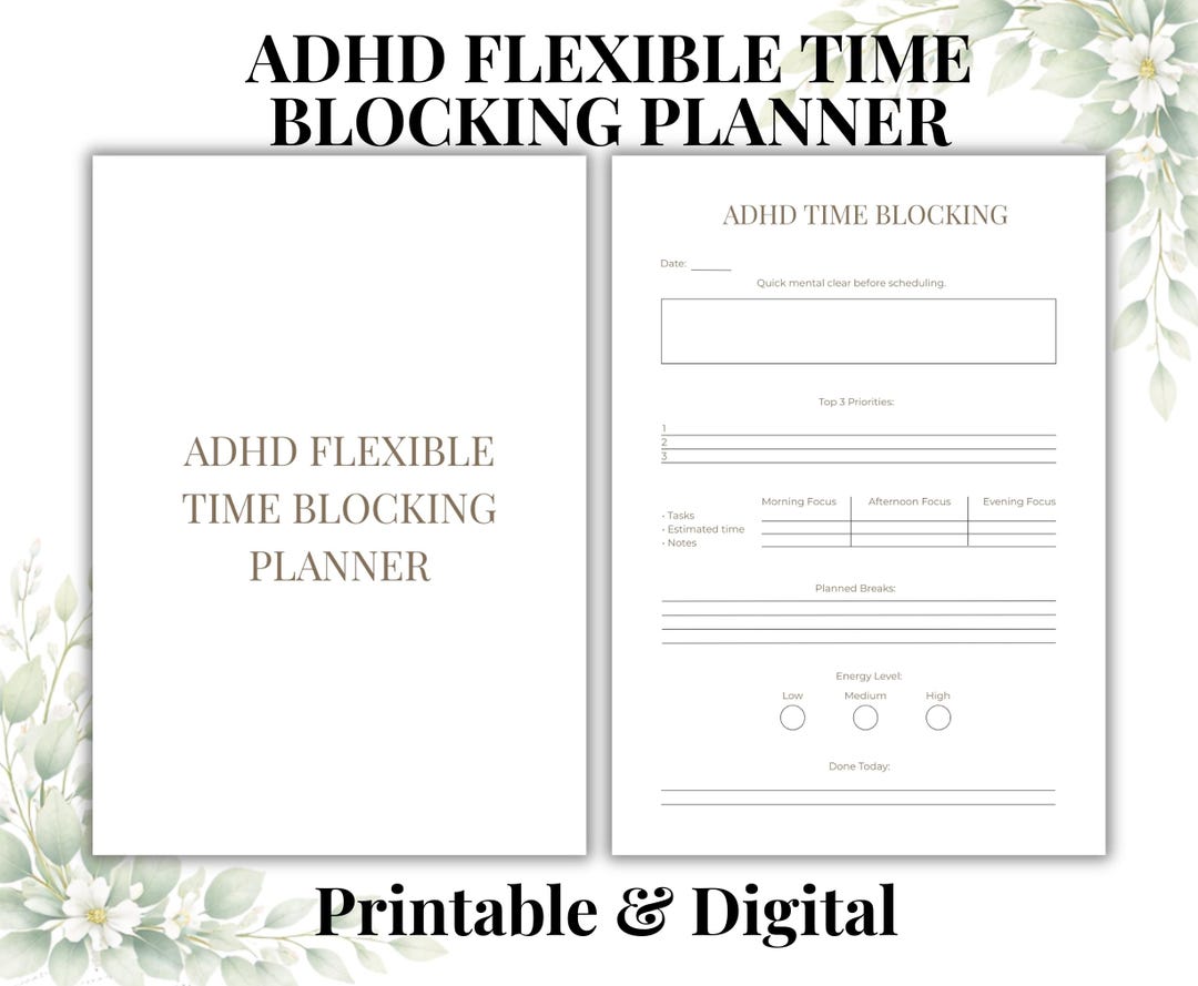 ADHD Time Blocking Planner Printable | Flexible Daily Focus Sheet | A4 ...