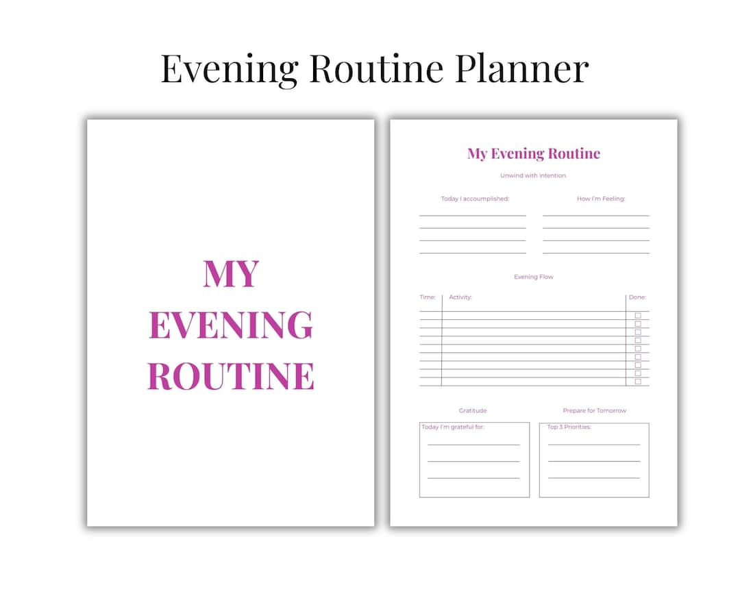 Soft Minimal Evening Routine Planner Printable | Night Routine PDF | A4 ...