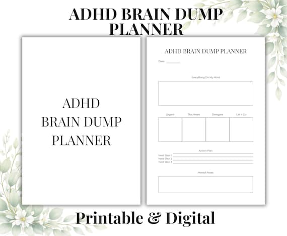 ADHD Brain Dump Planner Printable | Mental Reset & Task Sort Sheet | A4 US Letter PDF