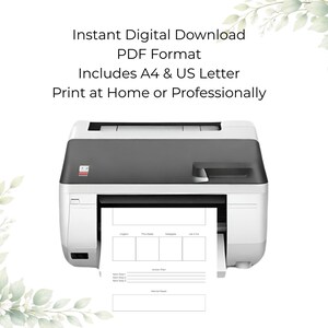 May include: A white and gray printer with a printed document. The document has a grid layout with the words "Urgent", "This Week", and "Complete". Text on the image reads "Instant Digital Download PDF Format Includes A4 & US Letter Print at Home or Professionally".